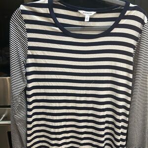 Athleta Blue and White Striped Jersey Top size small